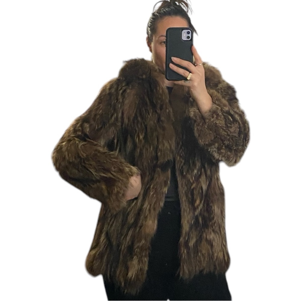 Vintage brown multi Fur Coat - Picture 3 of 11